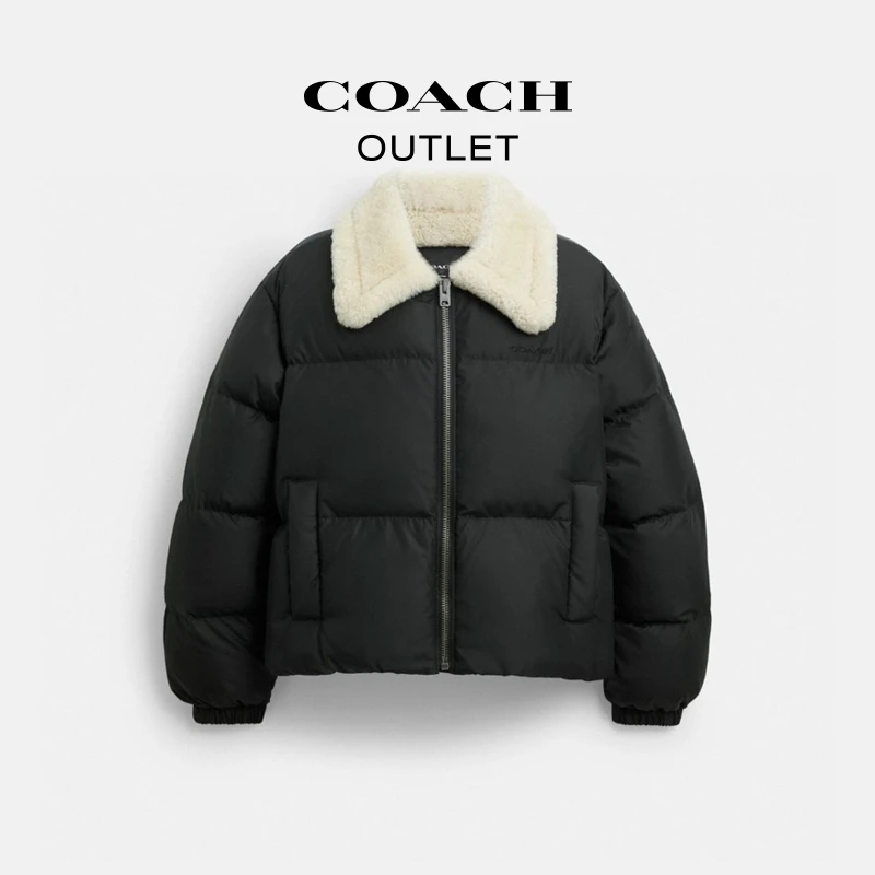 【新品】COACH/蔻驰奥莱 羊毛皮领羽绒服