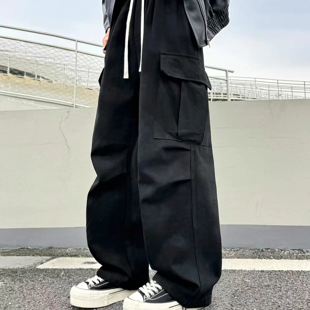 8070牛仔裤男2025潮流百搭复古直筒时尚休闲宽松系带长裤子