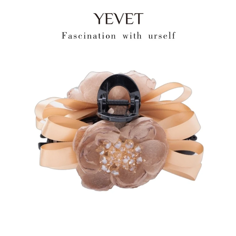 YEVET闪钻蝴蝶结大号抓夹女森系休闲风头饰优雅闪钻气质可爱