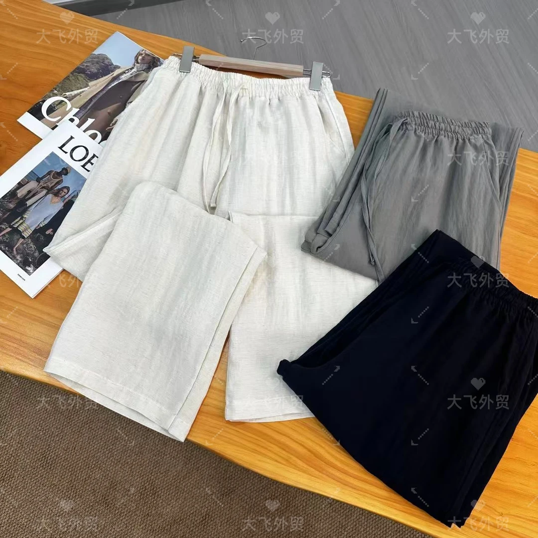 【高腰纹理亚麻直筒裤】夏季新款天丝亚麻纹理感直筒裤DFF01