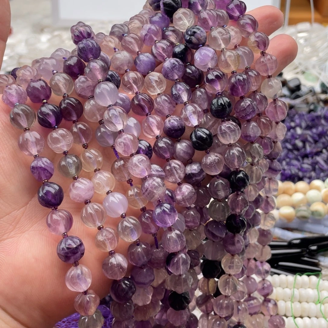 玛瑙/玉髓合金珠宝半成品一条装卡9+mm紫莹转运珠