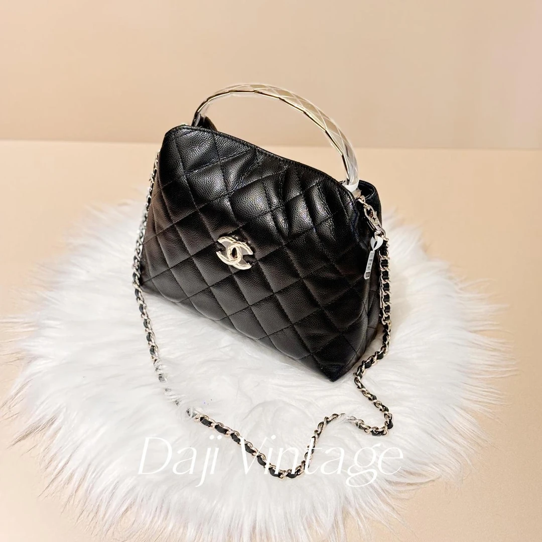 99新 Chanel/香奈儿 大吉中古/Chanel香奈儿25S黑金金属手柄饭盒