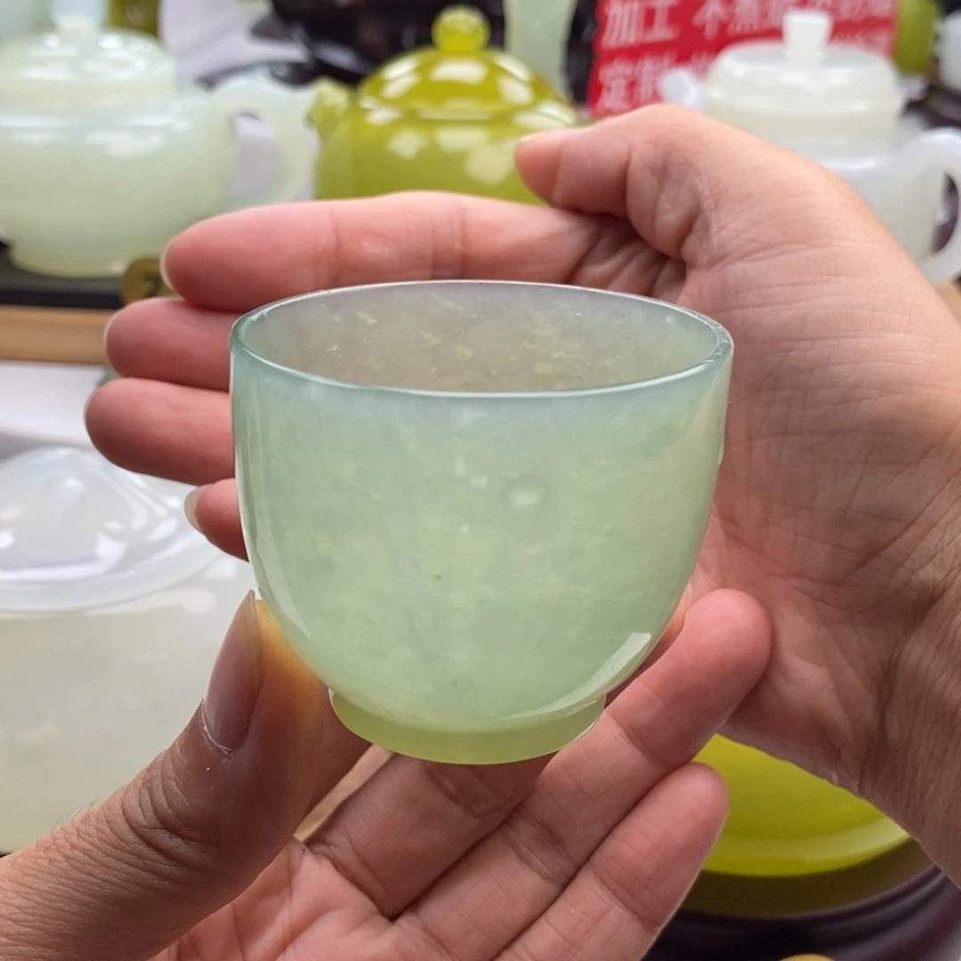 岫玉未镶嵌四大名玉茶杯60cc