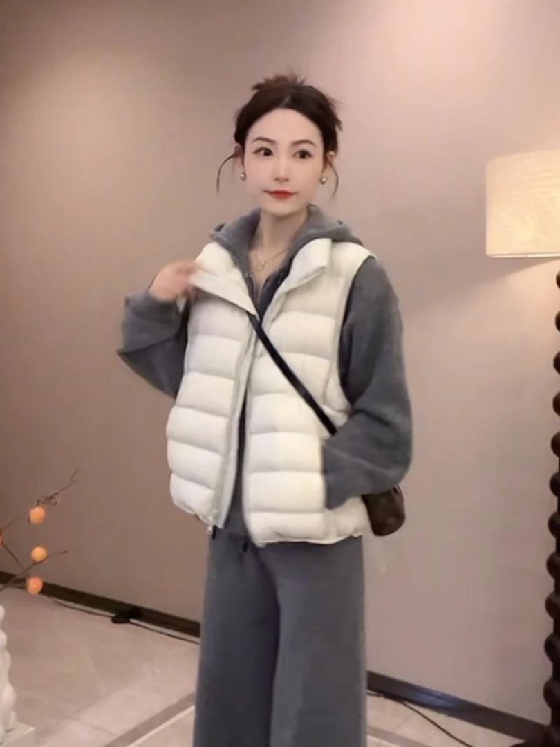 高级感白鸭绒羽绒马夹女短款秋冬2025新款韩版宽松小个子坎肩背心