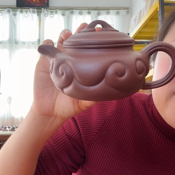 紫泥底槽青仿古如意300cc