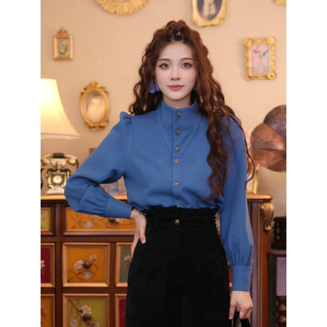 欣欣【蔚蓝天空】港风显瘦设计感 简约衬衫上衣01195