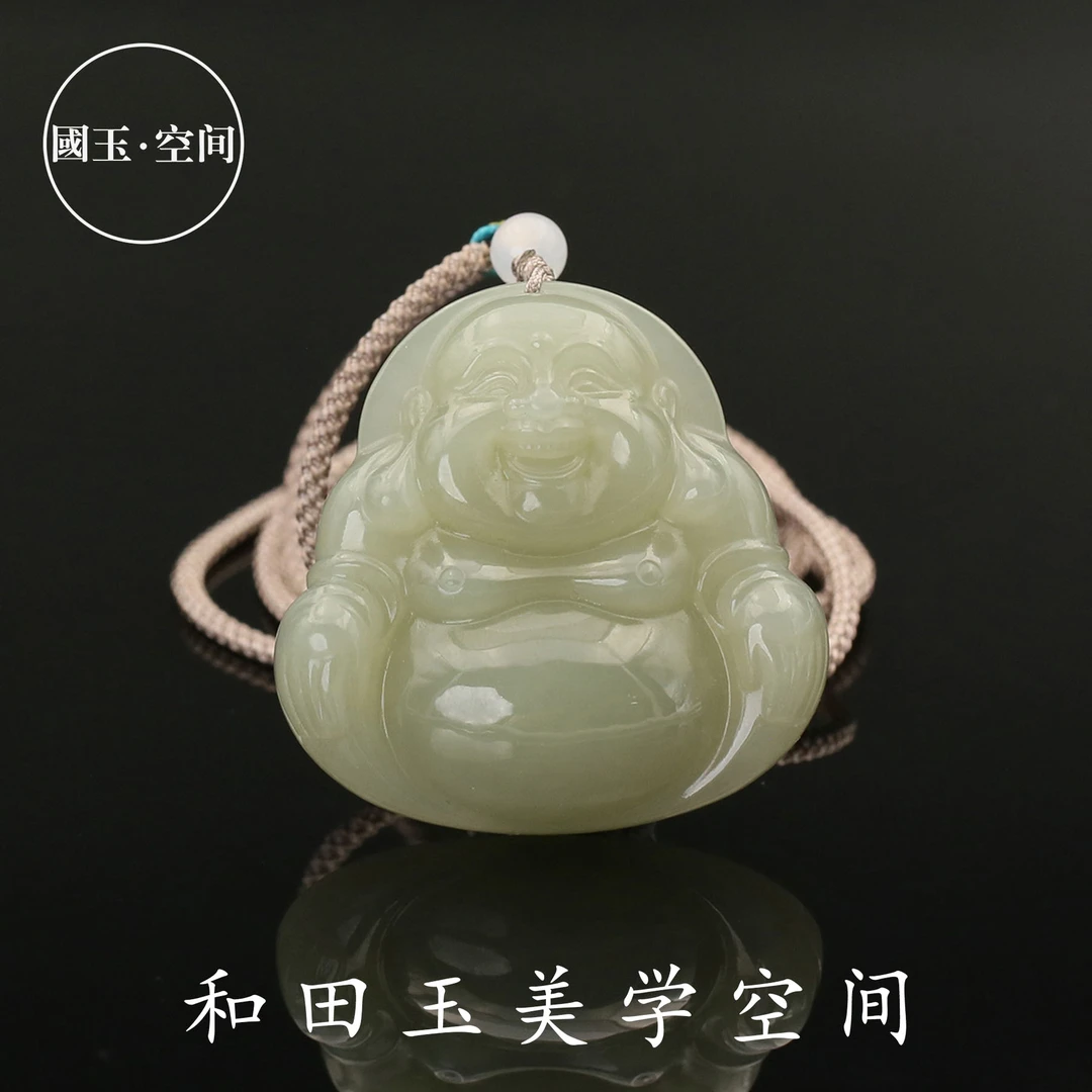 国玉天工0431天然和田玉青玉佛公吊坠（多样性发货）