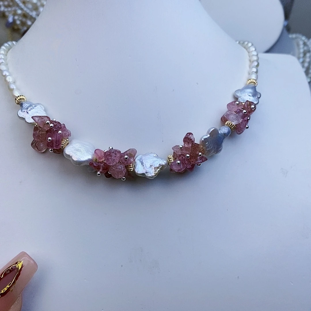 淡水珍珠颈饰银S925镶嵌