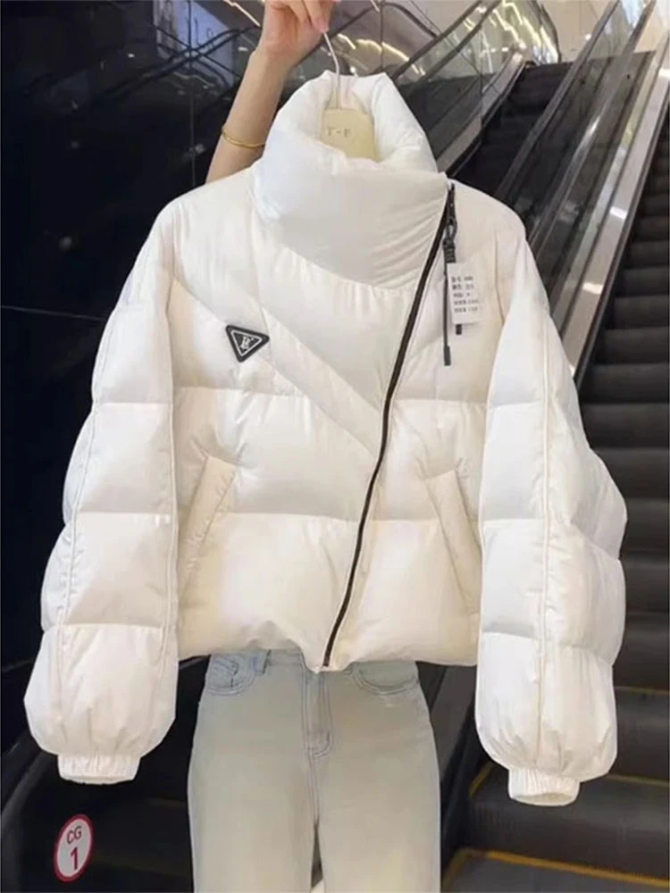 韩系高级感超好看短款棉服女冬季2025新款宽松小个子白色棉衣外套