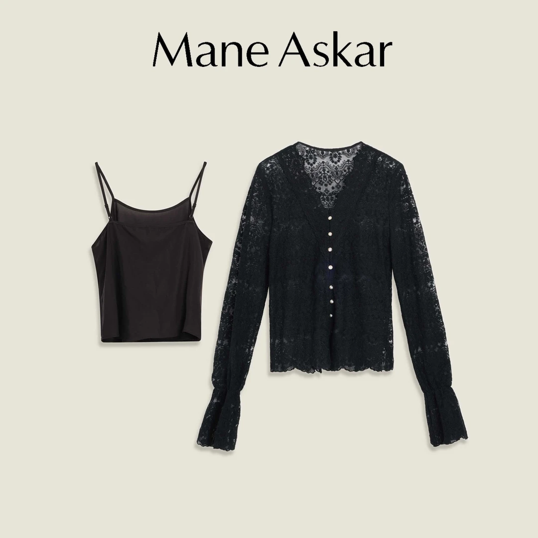 【丫头baby专属】秋冬法式气质蕾丝镂空V领衬衫女装上衣OK1002