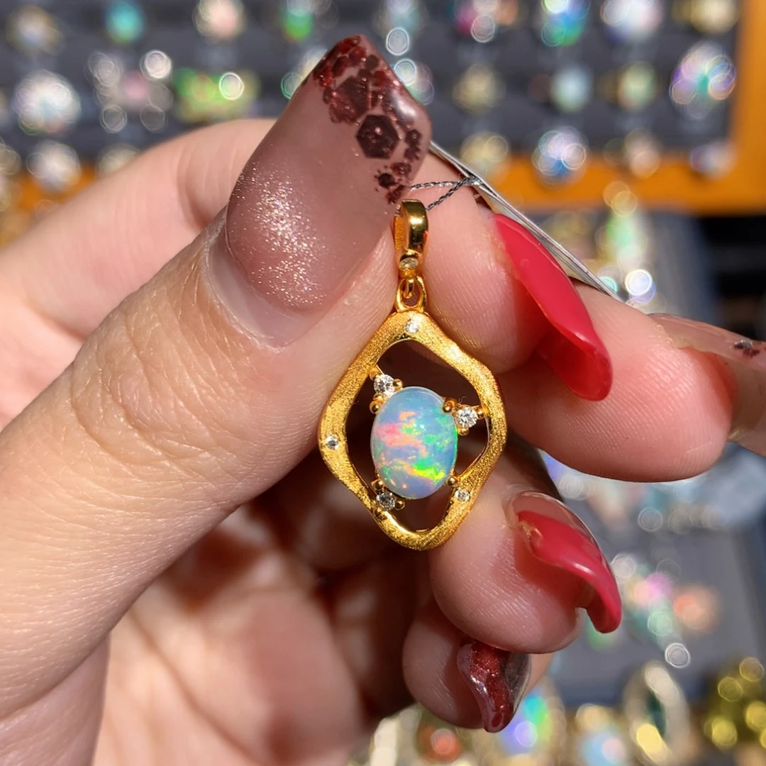 银S925镶嵌欧泊欧泊吊坠y