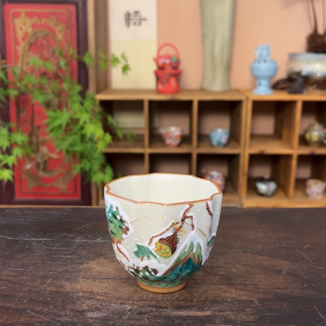 杯柴烧纯手工手绘陶瓷