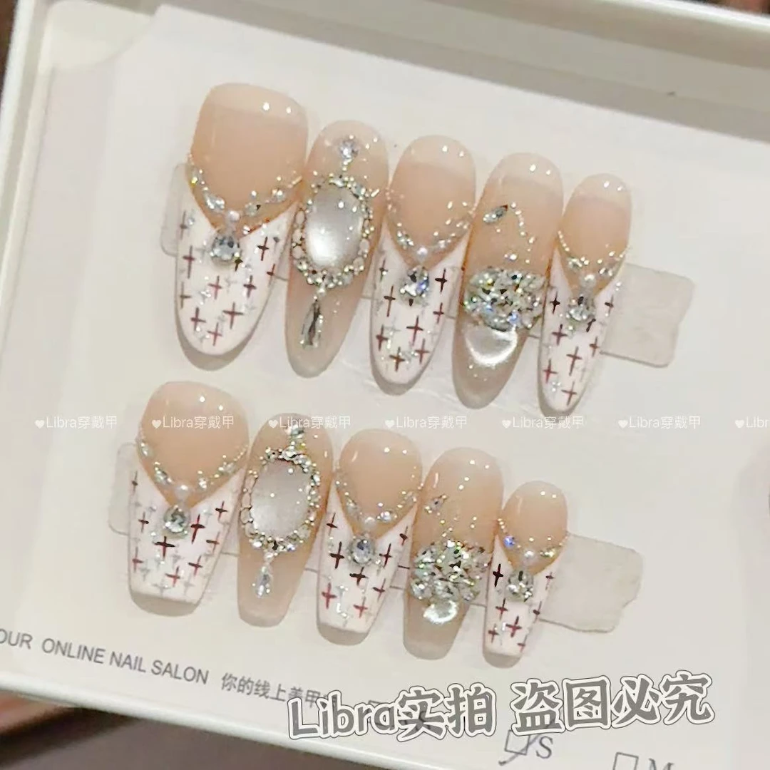 【香奈鹅】时尚清新纯欲高级感奶油小香风成品手工穿戴甲