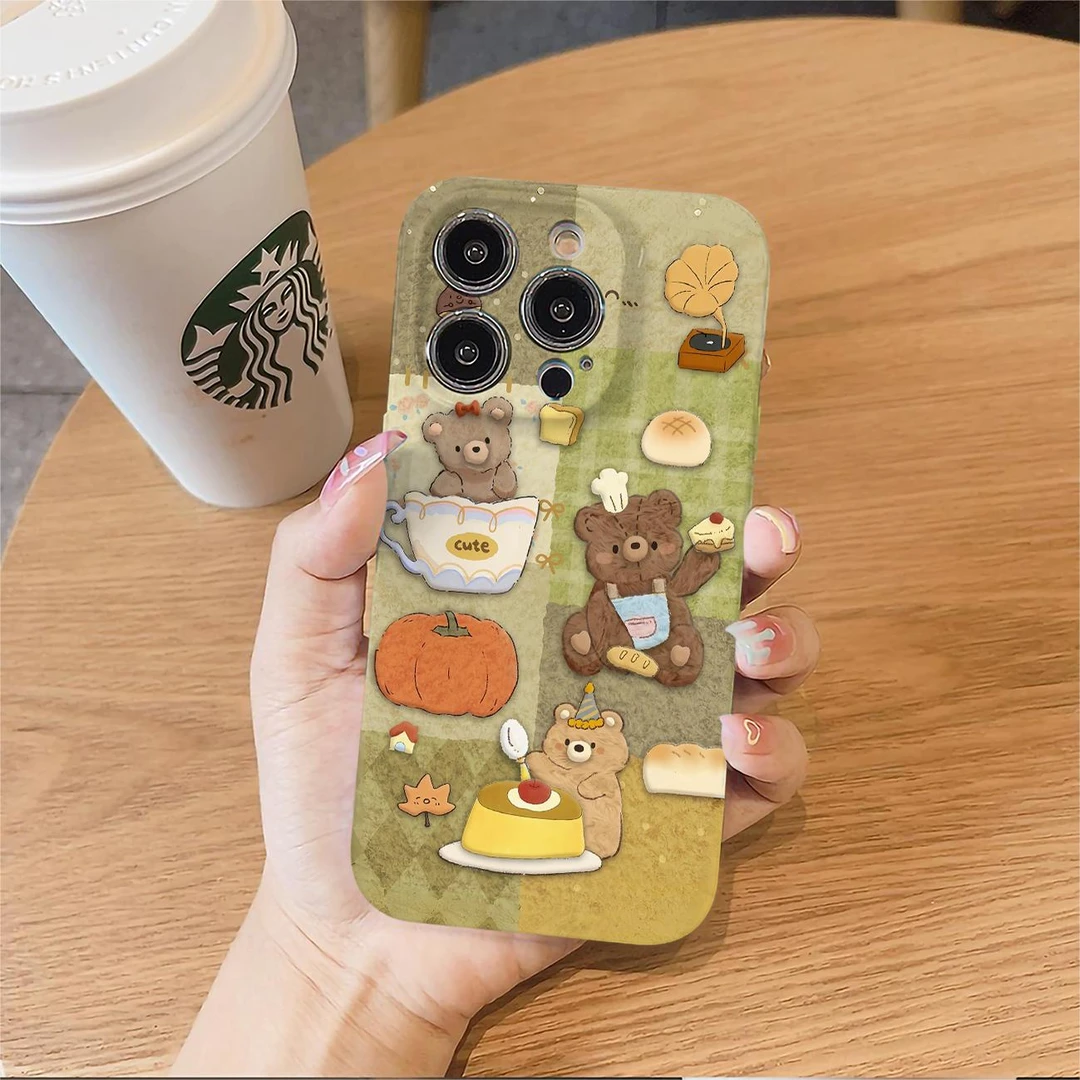 ZMGX小熊面包适用苹果16/15promax菲林手机壳华为P70vivooppo小米