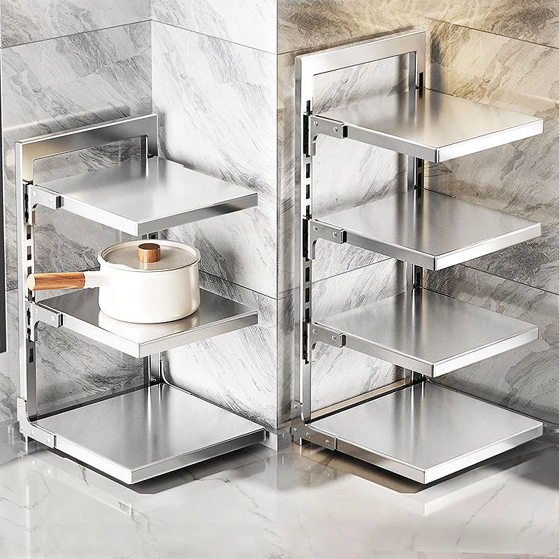 厨房锅具收纳放锅置物架加厚家用厨房水槽调节橱柜分层锅架多功能