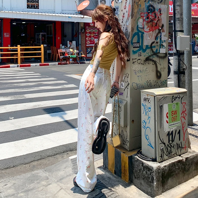 2025春季好货泰兰德春日甜美清爽小碎花显瘦直筒宽松牛仔裤