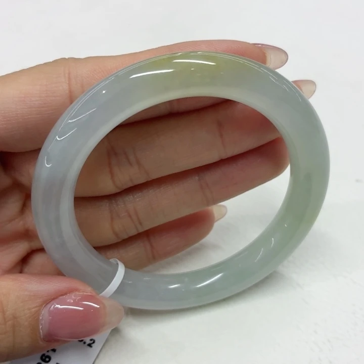 翡翠未镶嵌手镯缅甸翡翠手镯52.1冰黄翡圆条