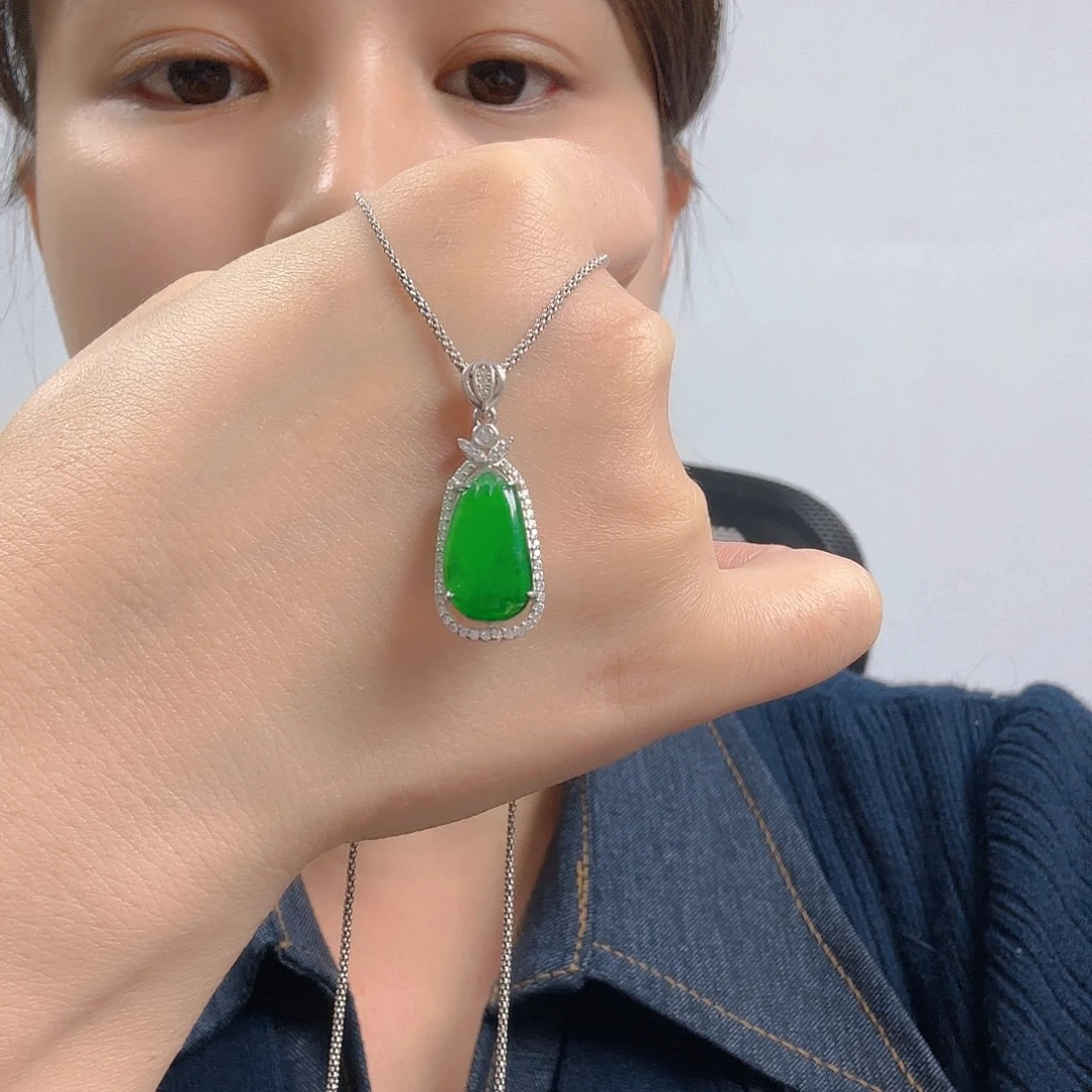 翡翠银S925镶嵌吊坠(不含链)