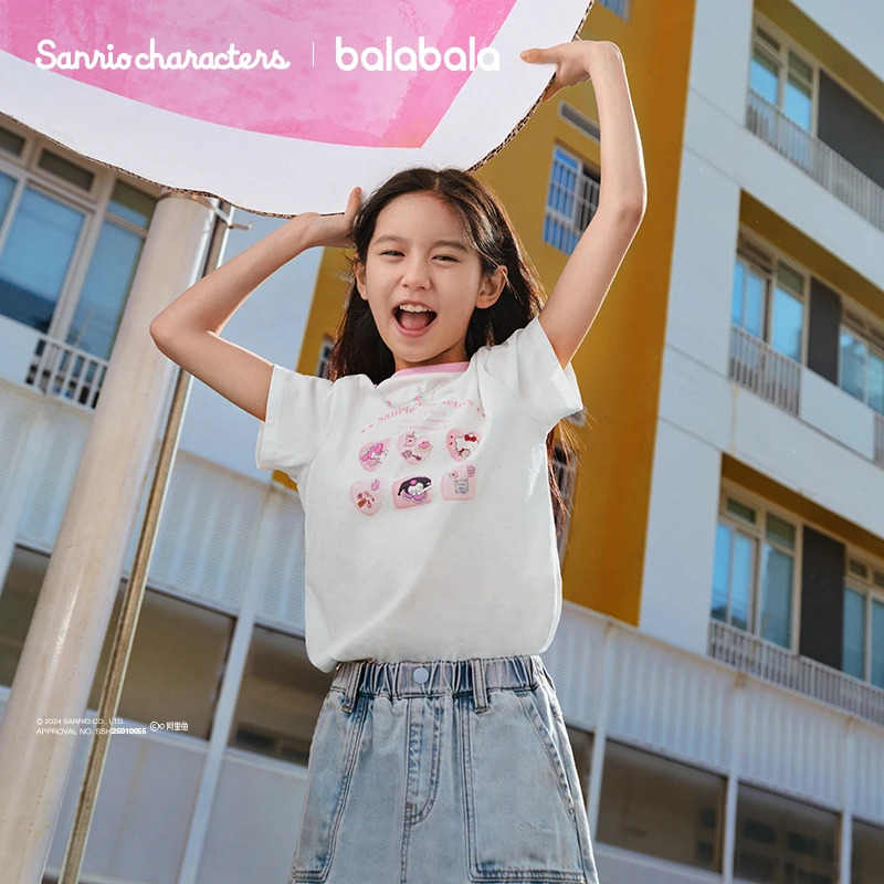 【hellokittyIP商场同款】巴拉巴拉童装儿童短袖女童t恤夏2025款