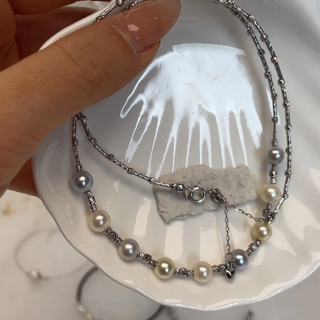 海水珍珠项链银S925镶嵌