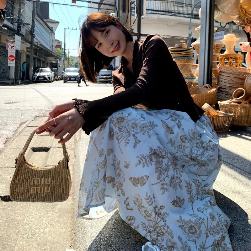 法式宫廷修身显瘦木耳边长袖针织开衫女G6068