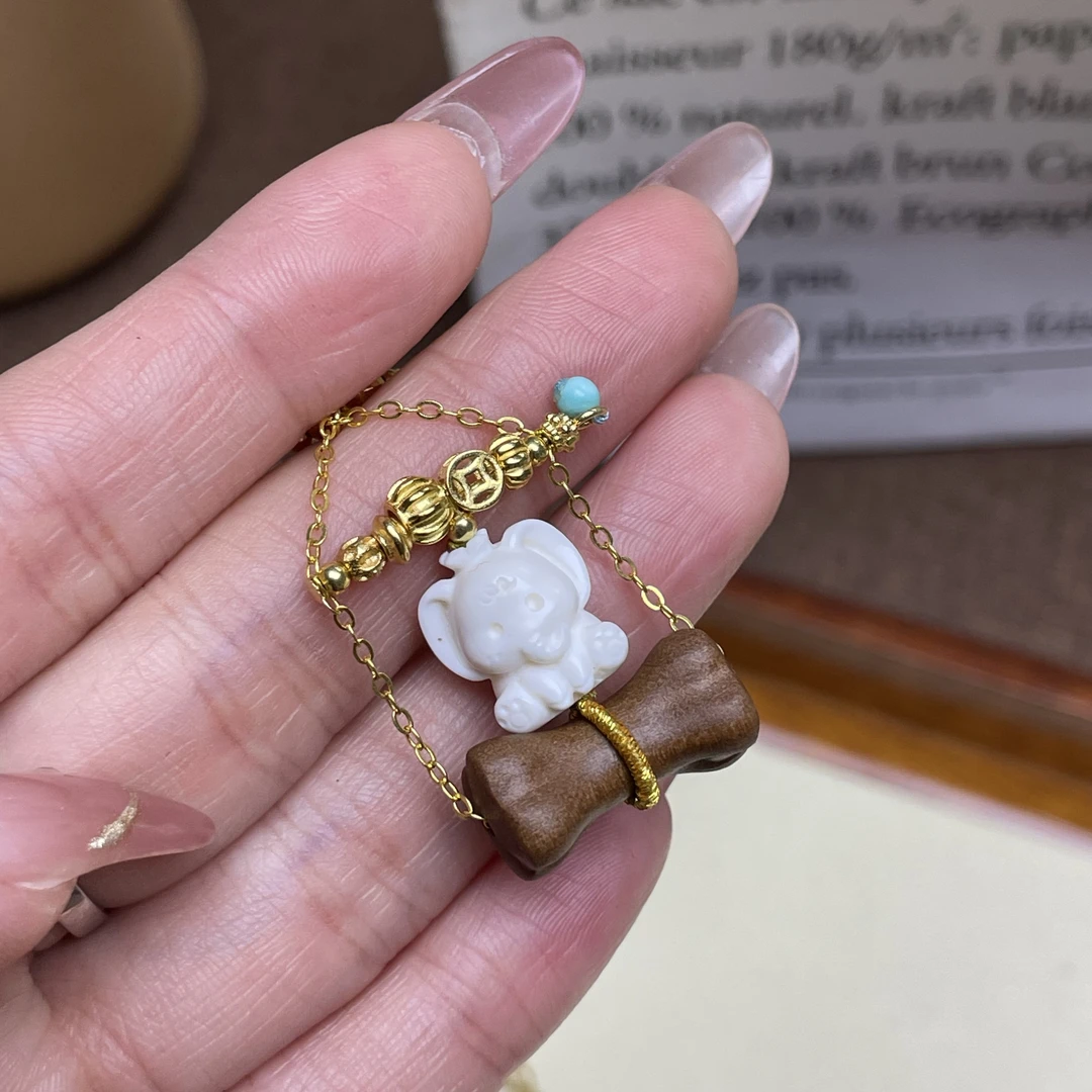 •猛犸牙可爱小熊小象精致锁骨项链A210