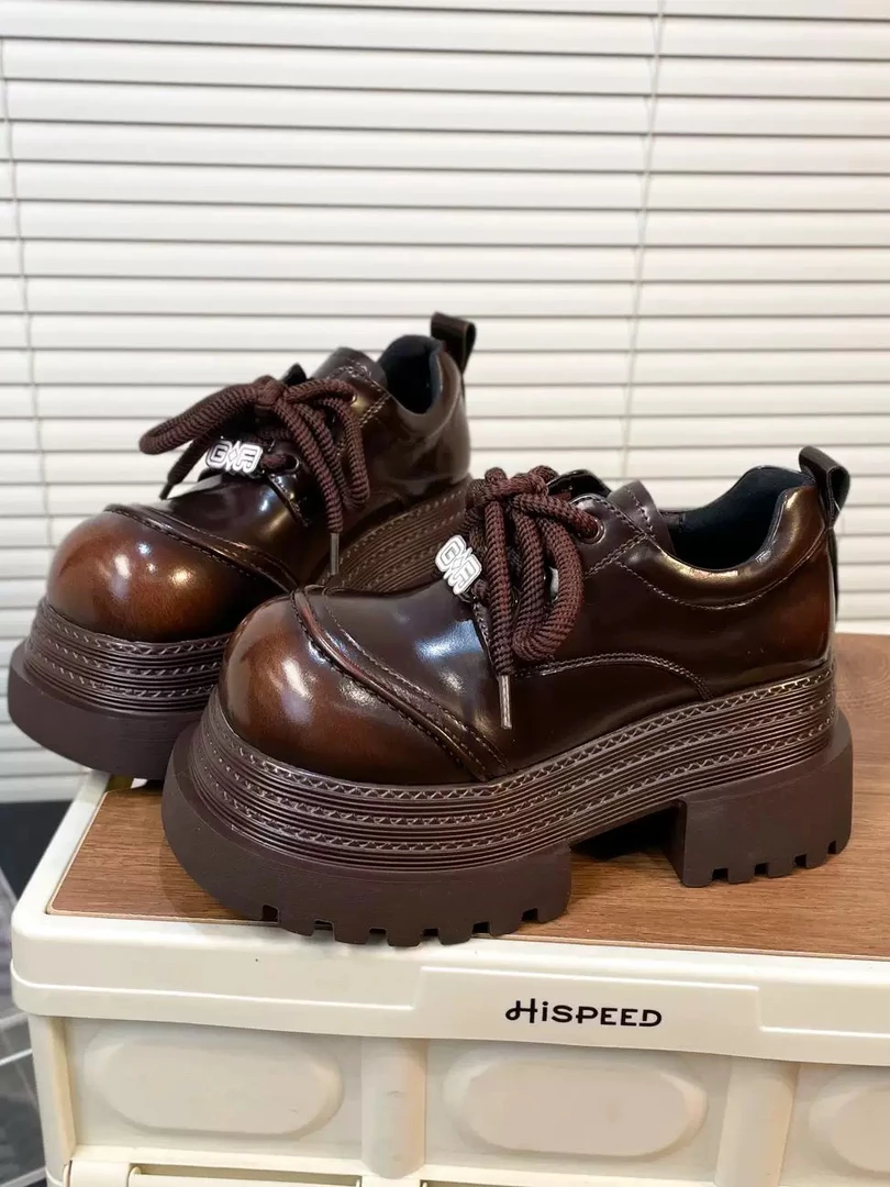 松糕底高跟春秋薄绒乐福鞋百搭增高英伦风马丁靴时尚6003-021