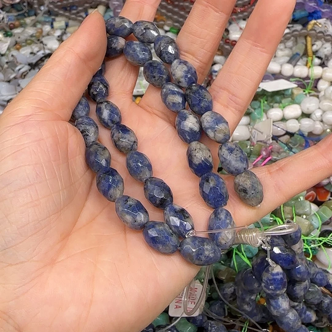 玛瑙/玉髓合金珠宝半成品老矿蓝纹石8mm一条