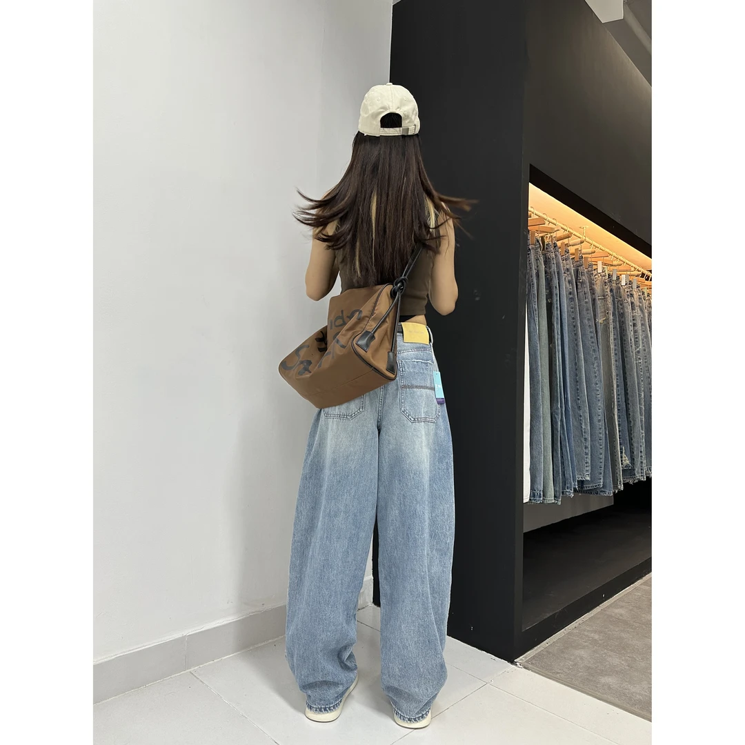 EZ8565-夏季新款个性口袋高级显瘦无弹水洗美式老爹堆堆裤