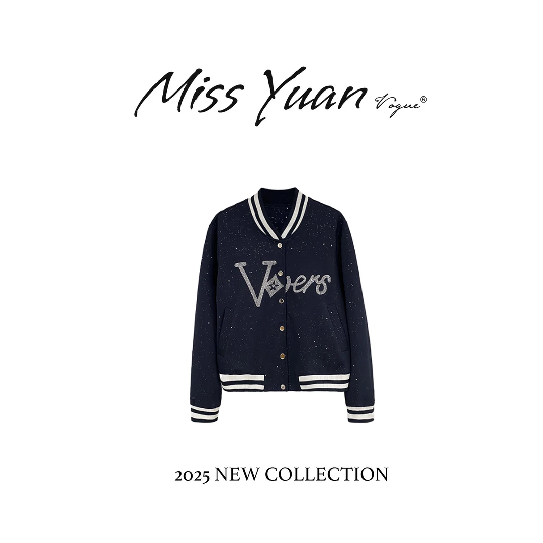 M.Y媛总 重工烫钻高级时尚撒银设计感卫衣外套801275