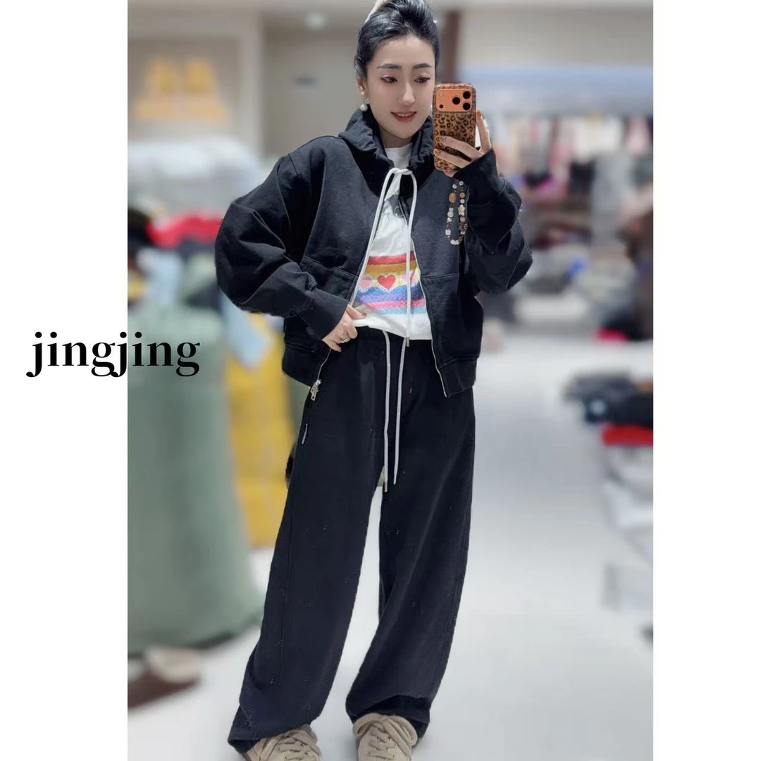 冬季新款休闲百搭连帽卫衣圈棉套装(73712)