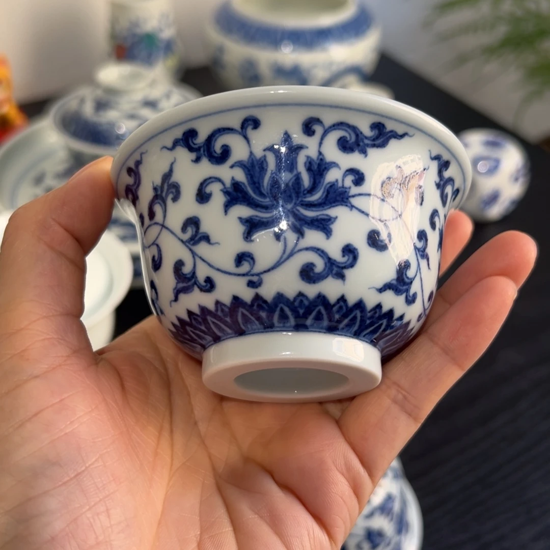 杯子缠枝宝莲纹压手杯