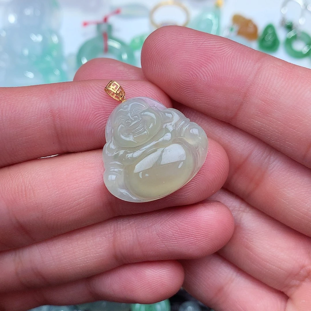 翡翠吊坠(不含链)18K金镶嵌