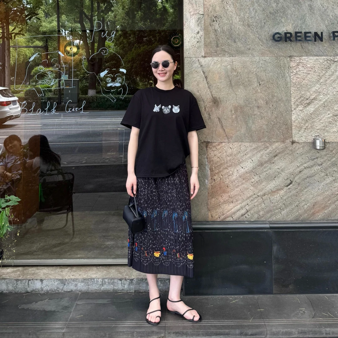 春夏款松紧腰半裙A型百褶百搭裙女裙时尚百搭裙