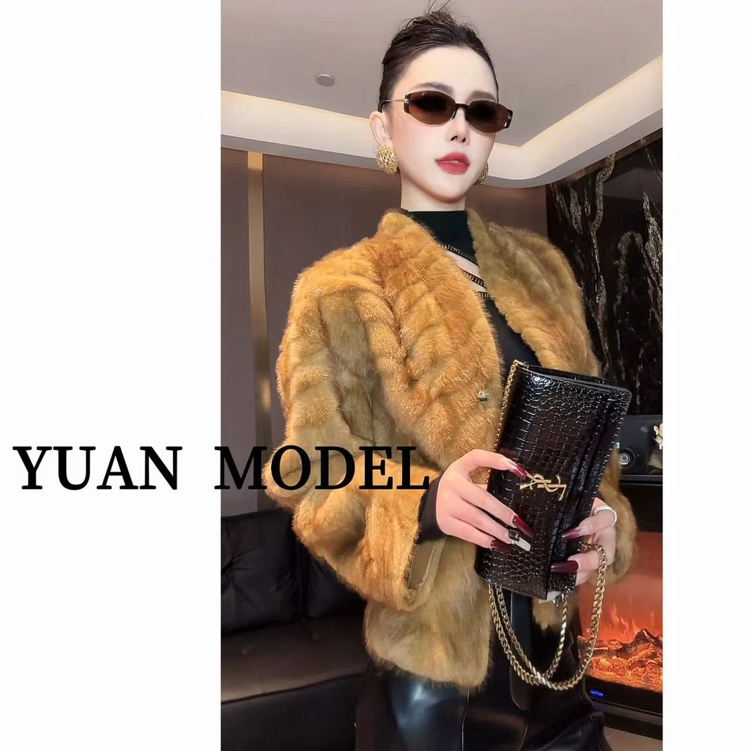 YUAN MODEL/媛老板-欧货高端金色气质贵妇草外套女装  112082