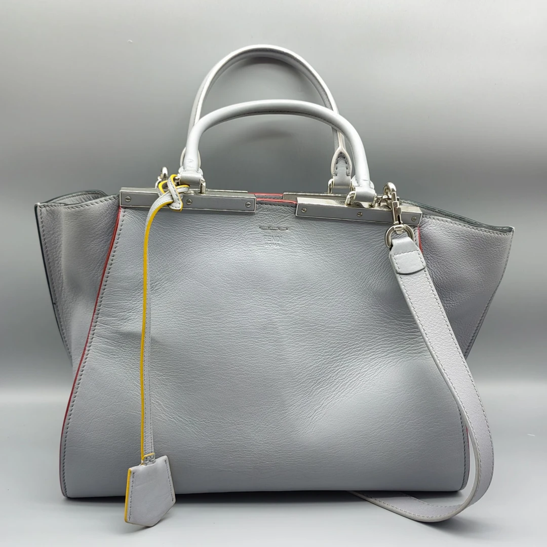 95新 FENDI/芬迪 浅灰色手提单肩包  1585 6976