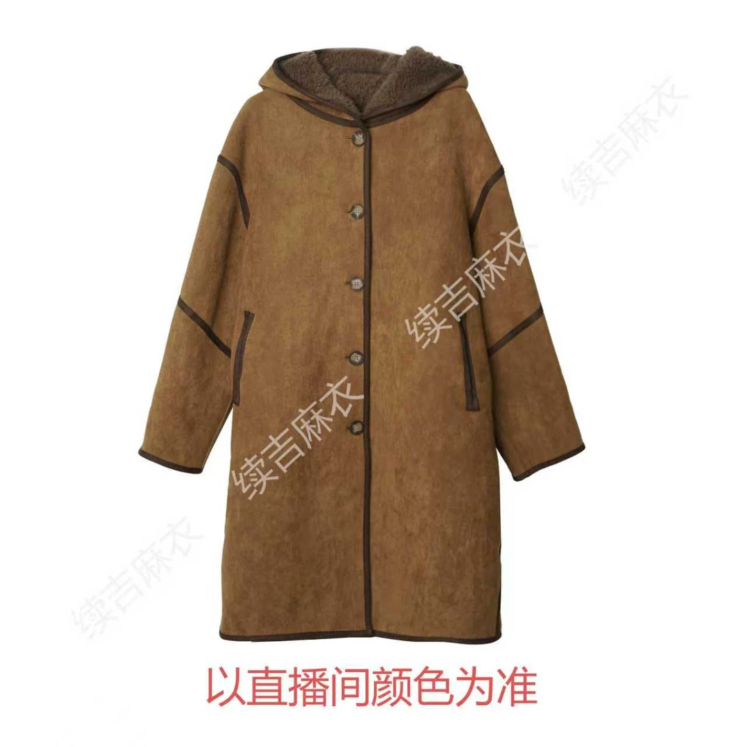 冬-续吉麻衣25-2494正反两面穿百搭复古宽松休闲中长款棉衣