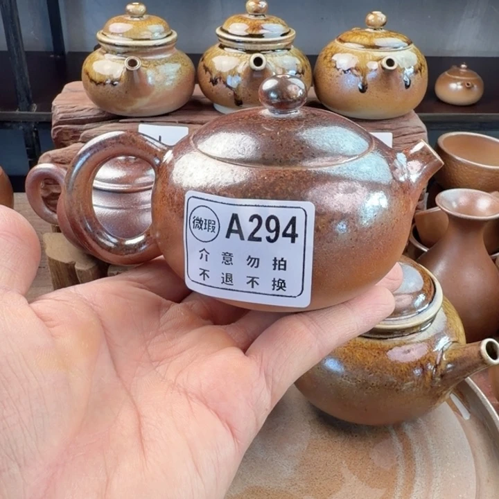 自***客建水紫陶白泥柴烧壶