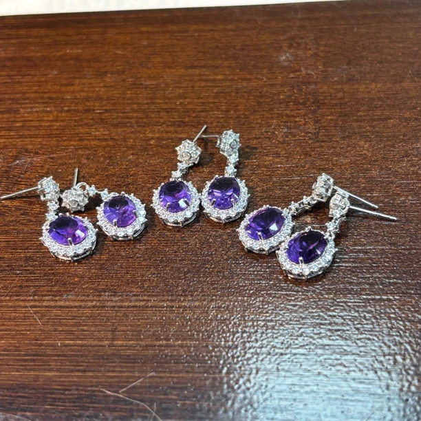 【书记甄选】天然紫水晶耳钉 多样性发一件 3646OS