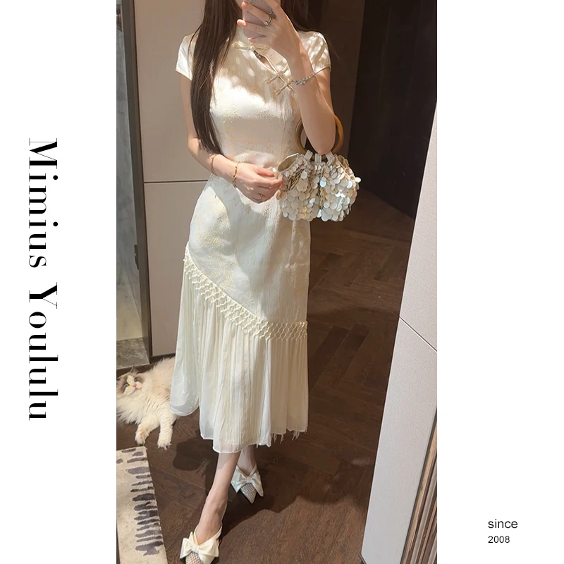 【mimius】七七关关雎鸠～新中式改良优雅收腰拼接旗袍连衣裙 G05275