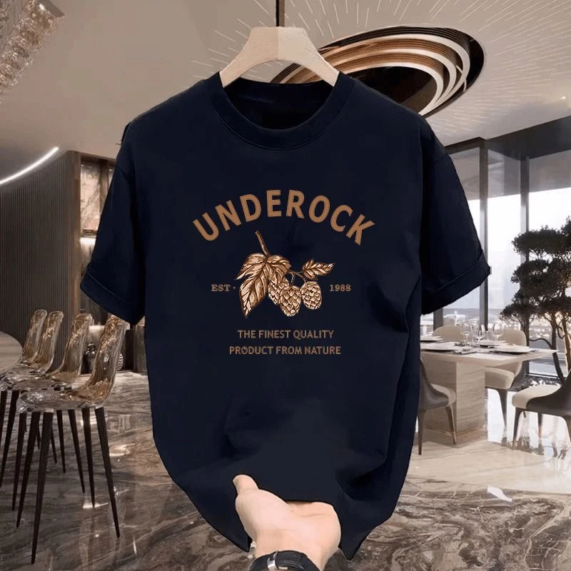 雅鹿男装纯棉t恤新款印花宽松纯棉半袖宽松衣服短袖t恤短袖痞帅男