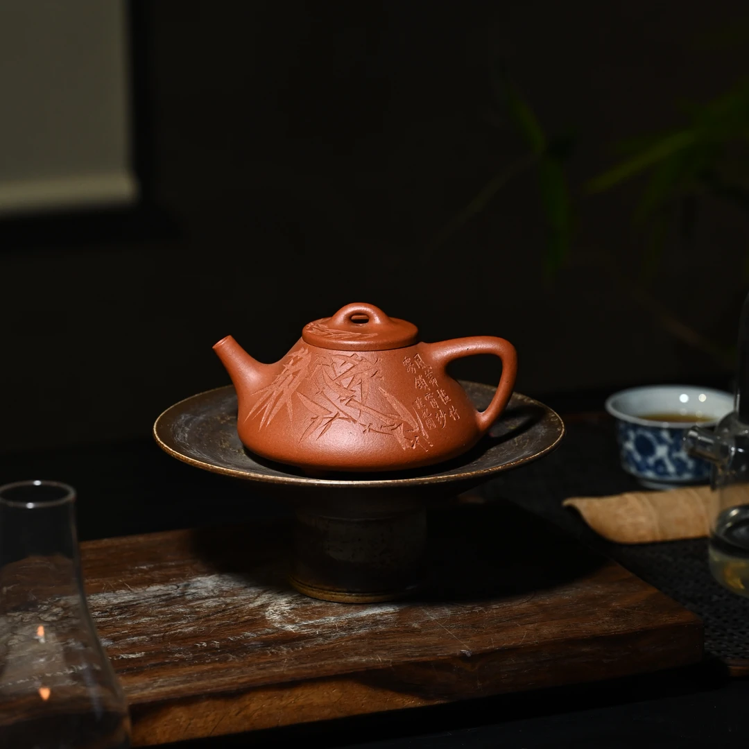 宜兴原矿紫砂壶 子冶石瓢 手工制作 原矿无添加精选生砂红泥230cc