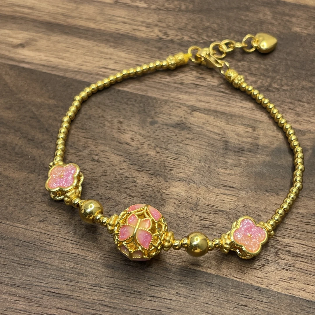 足金999串珠黄金转运珠手串5D黄金工艺珐琅工艺手链【5.37克】