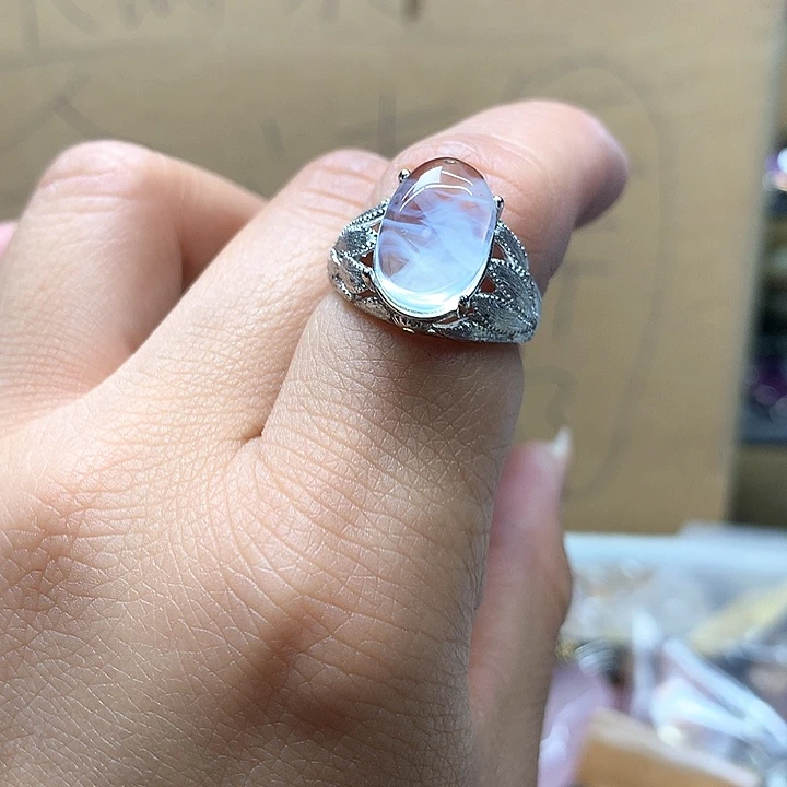 水晶水晶戒指银S925镶嵌小*