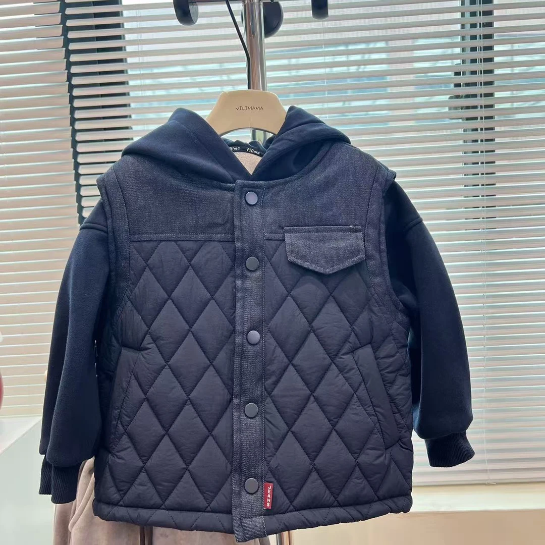 【现货】vilimama2025秋冬男童夹棉菱形格小马甲开衫马甲55539