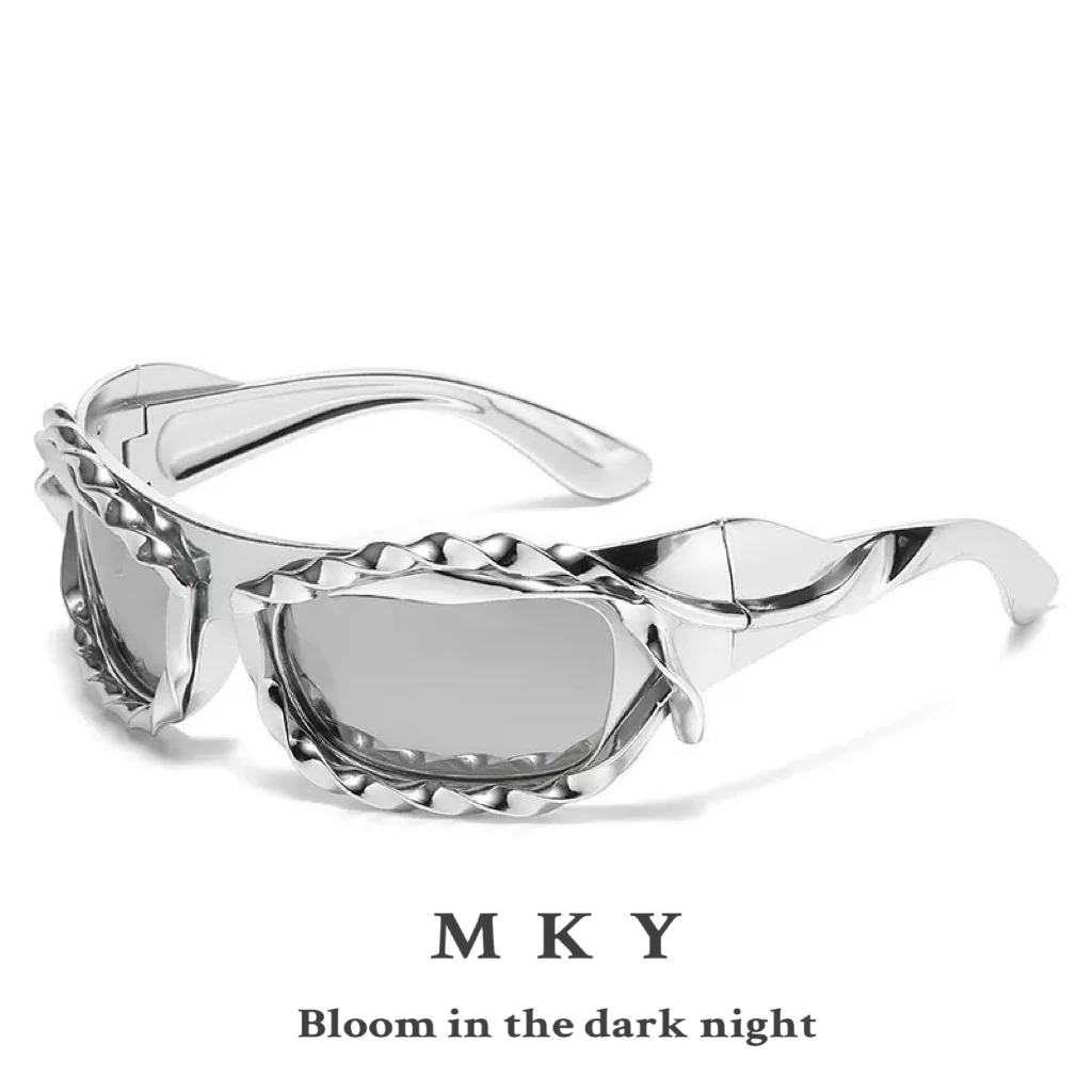 MKY/赛博朋克风格异形太阳镜电镀反光防紫外线时尚百搭眼镜墨镜