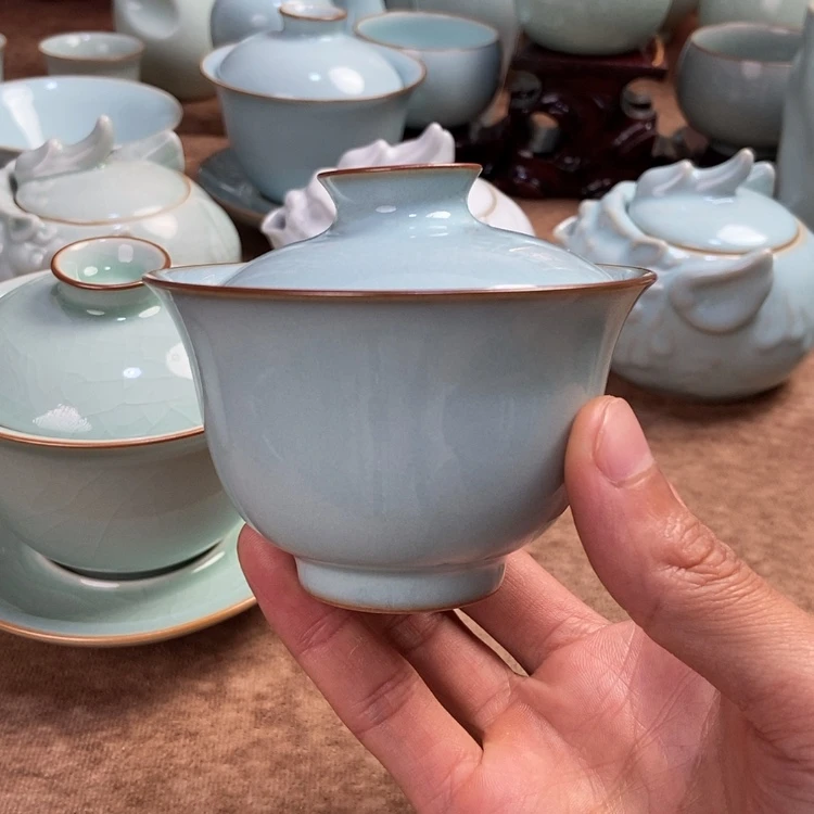 【闪购商品】好*哥天青二才盖碗书法款120毫升