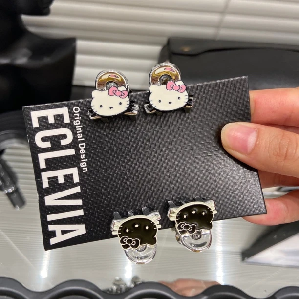 E4454两只装韩系kt猫发夹小抓夹高级感刘海侧边夹卡通俏皮碎发女