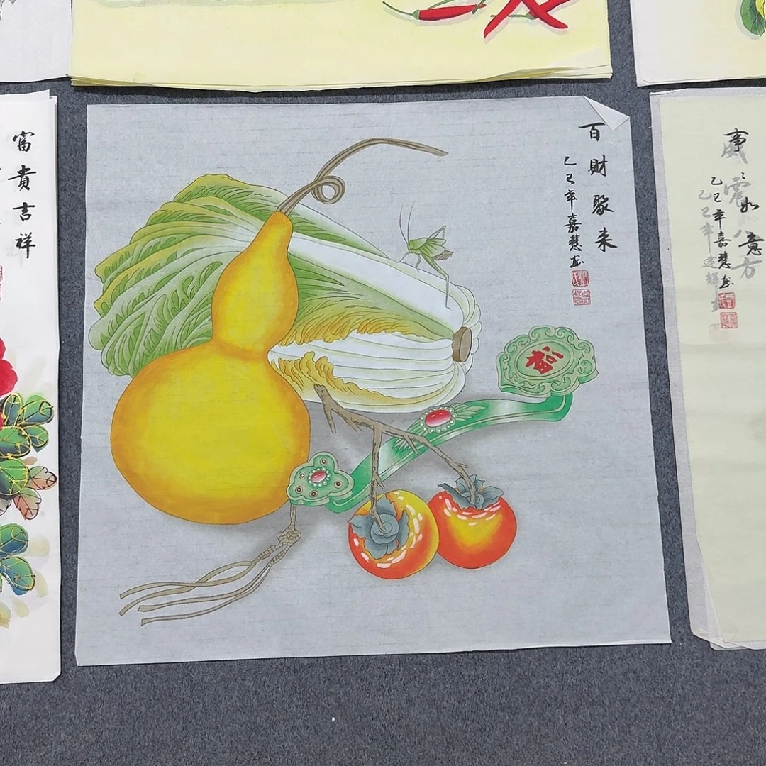 国画70x70白菜聚来