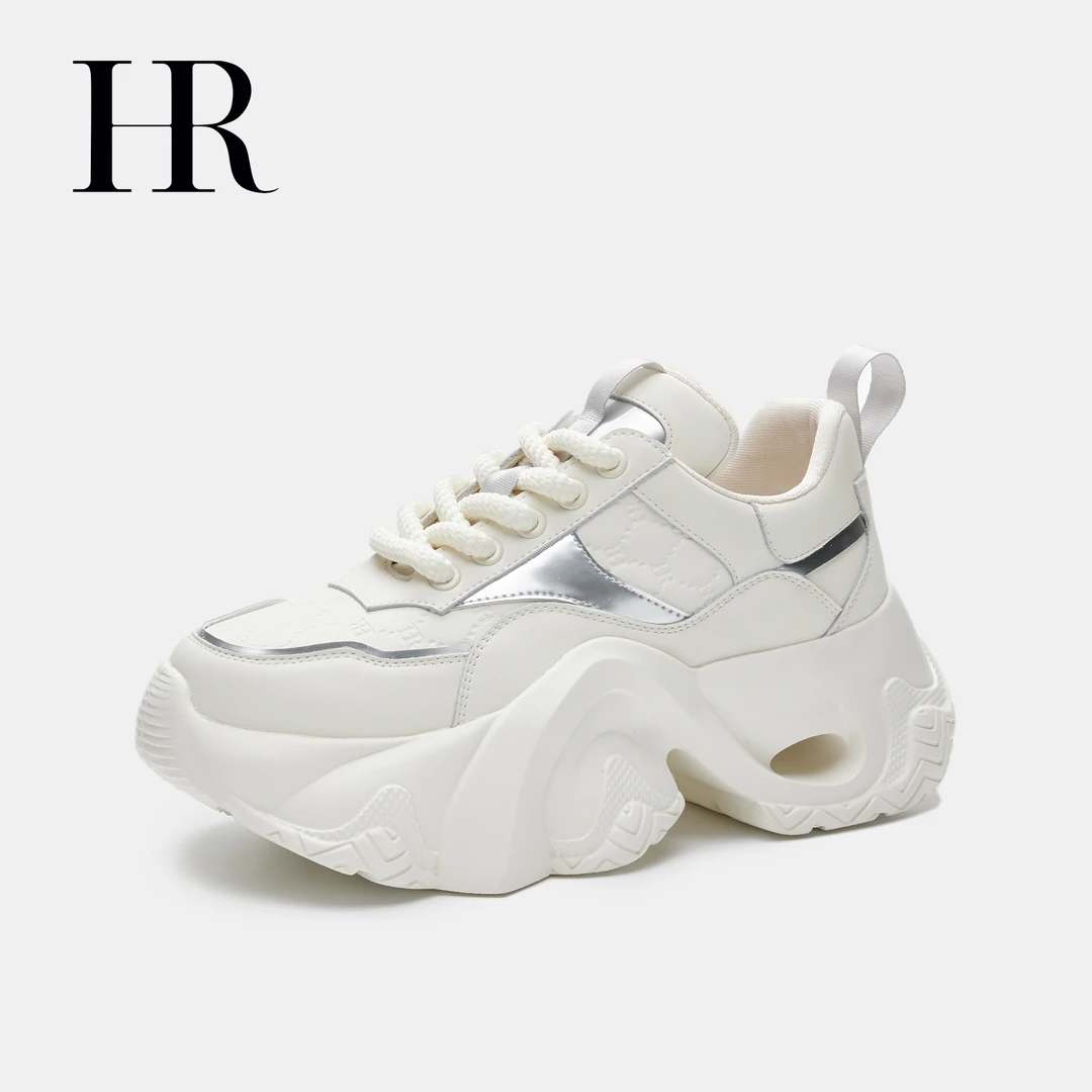 HR/赫莲娜真皮厚底老爹鞋女2025春季新款韩版女鞋百搭休闲运动鞋